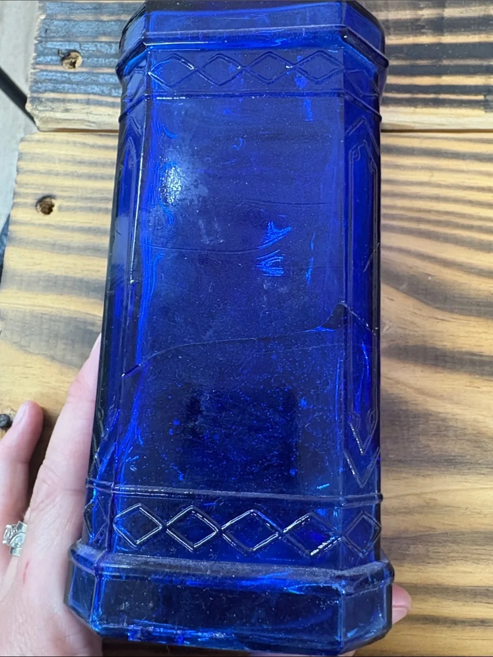 Blue Decorative Glass Bottle Vase - Home Accents